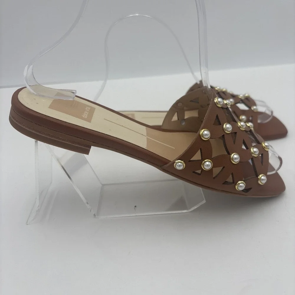 Dolce Vita sandal Studded Slide Sandal Size 5.5 M‎ Saddled Leather, Brown